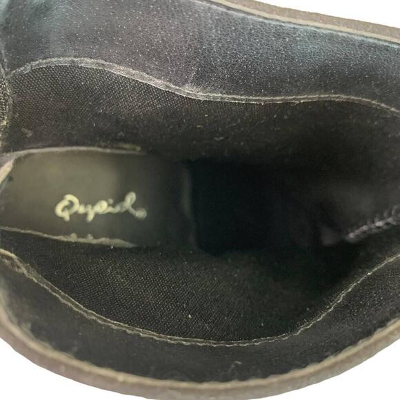 Qupid Vegan Suede Ankle Booties Back Zipper Block High Heel Women Size 9 Black - Picture 8 of 12